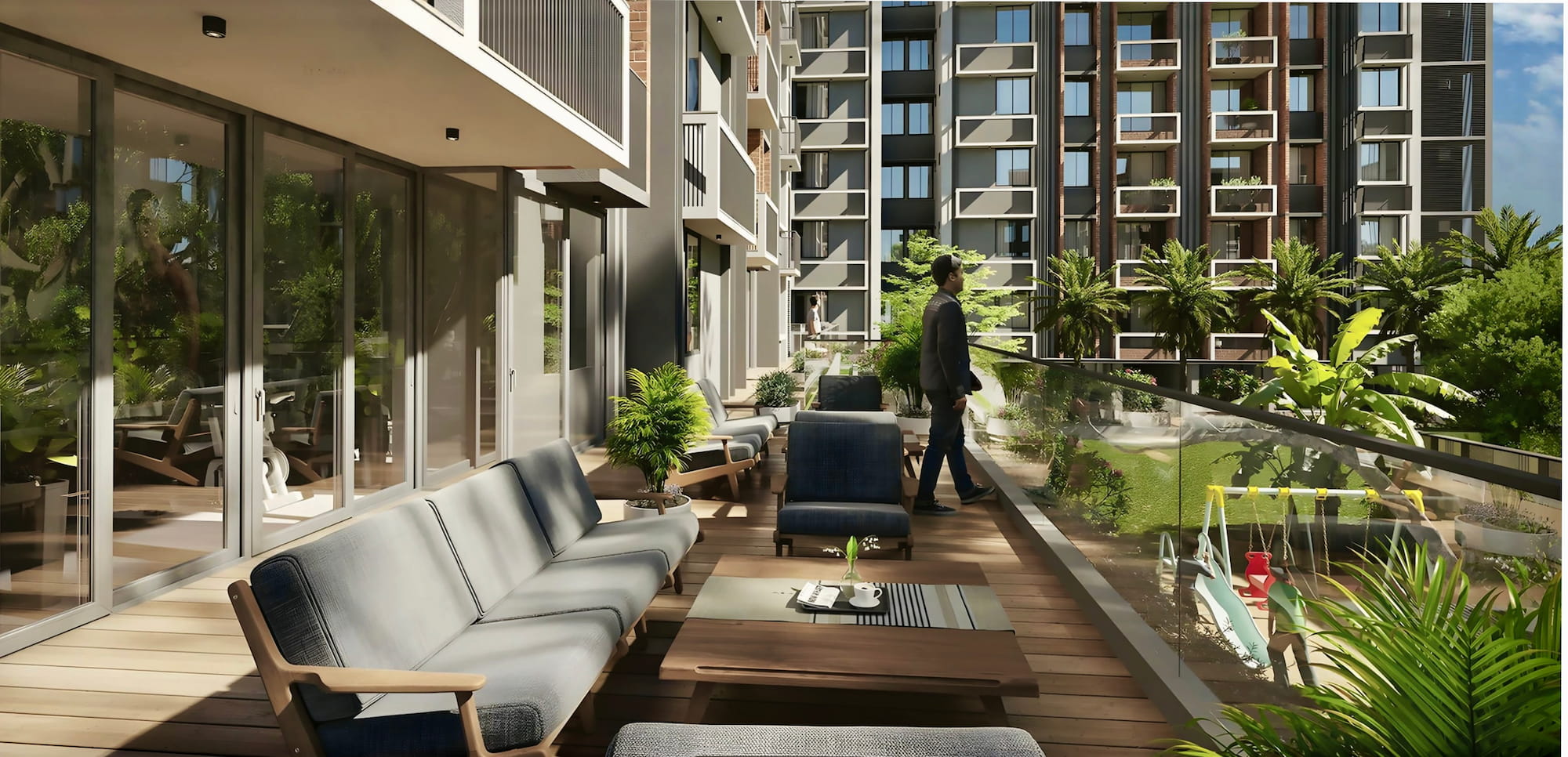 Luxury living balcony view at Snehal Exotica Ahmedabad